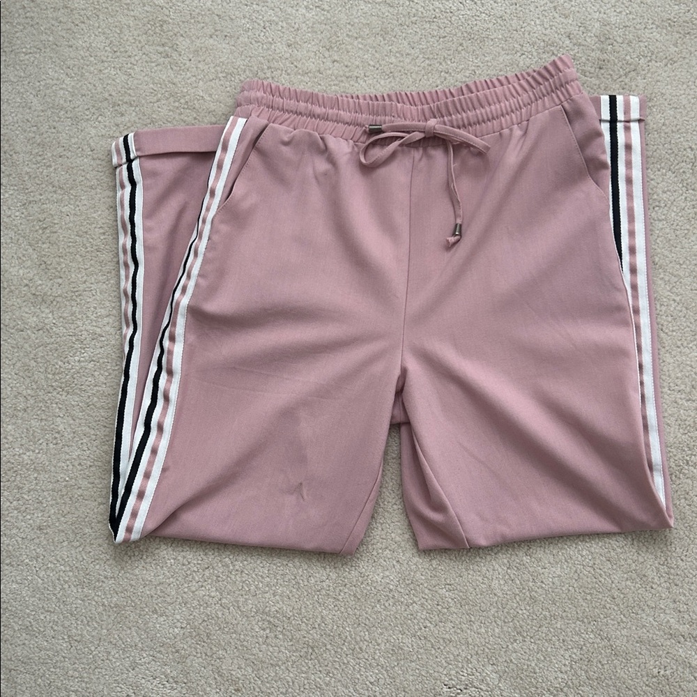 Ardene Women's Light Pink Straight Leg Pants with Stripes on the Side